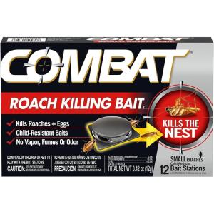 imageCombat Roach Killing Bait Stations for Small Roaches Kills Roaches and Eggs 12 Count12ct Pack of 1